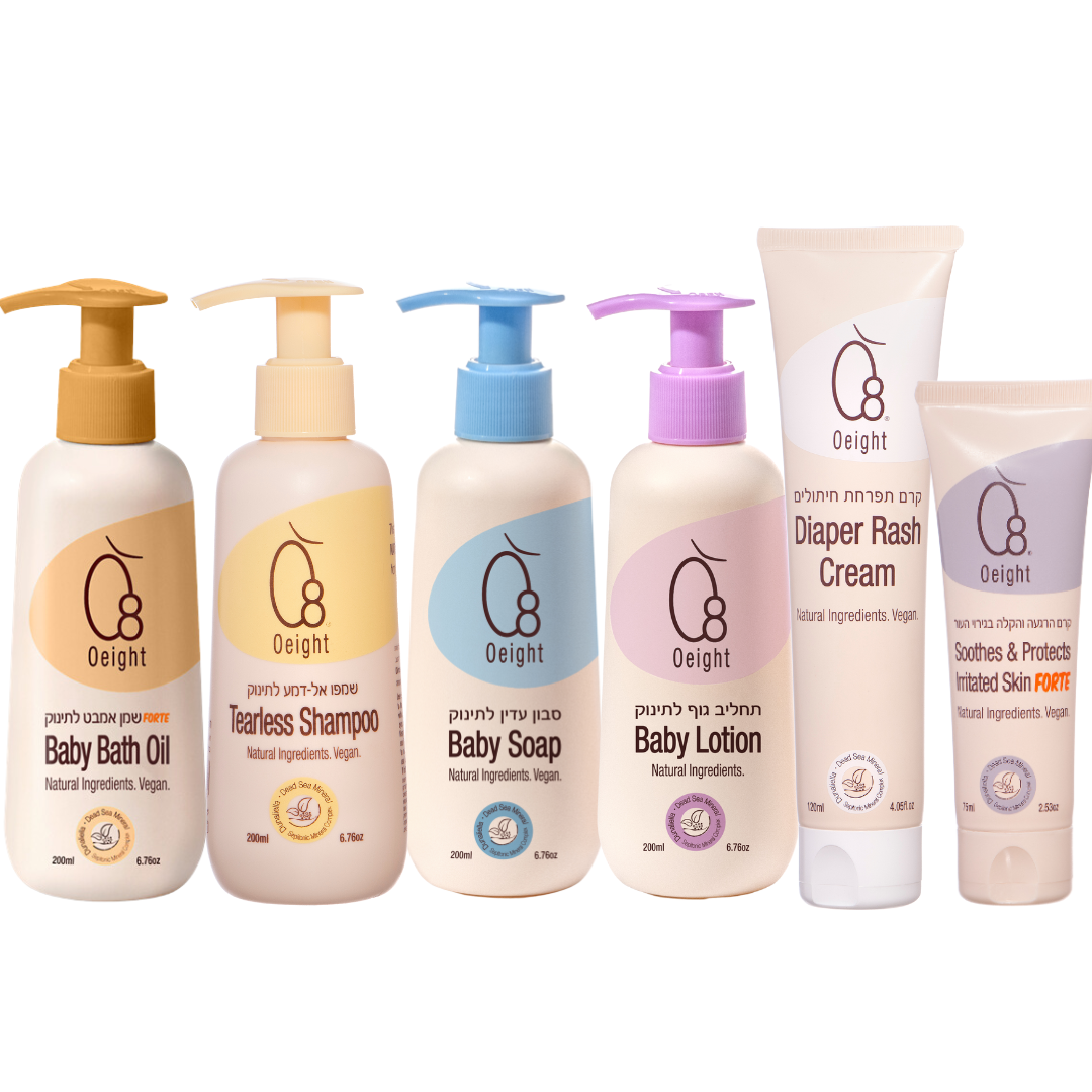 מוצרי Oeight לתינוקות – קרם החתלה, קרם פורטה, שמפו, סבון, קרם גוף ושמן אמבט